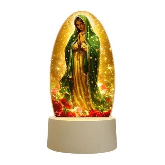 Guadalupe Virgin Prayer Lamp USB Powered Warm Light Soft Glow Catholic Night Light LED Religious