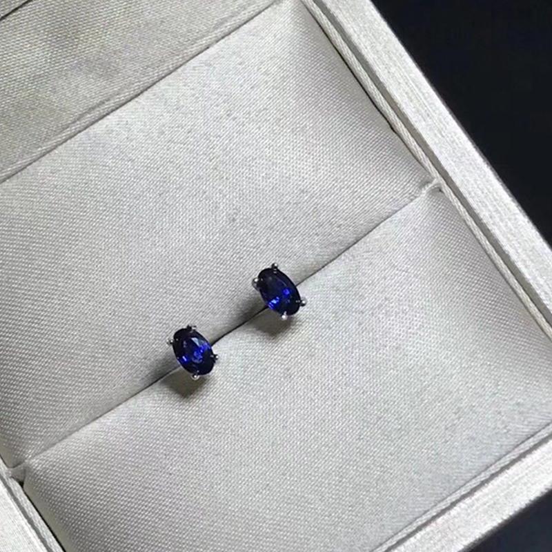 Дизайнерский Оригинальный Дизайн Классические Серьги-Пусеты с Овальным Сапфиром Изысканные и Массивные Женские Ювелирные Аксессуары