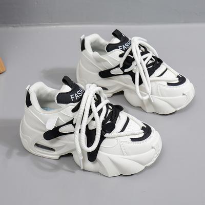 Новые весенние массивные кроссовки женские готические туфли на платформе, вулканизированная подошва, модная уличная обувь для девушек на шнуровке, клиновидные кроссовки, обувь с амортизацией