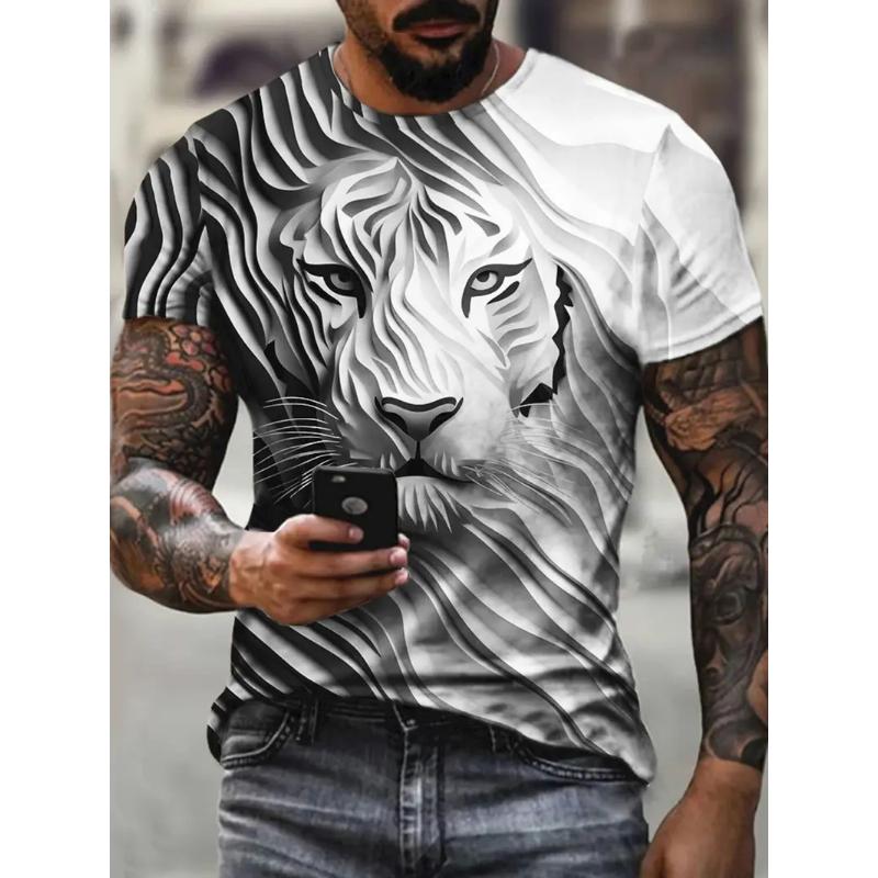 Мужская футболка 3D большого размера с принтом льва, летняя, с коротким рукавом, с круглым вырезом, футболки для мужчин, новинка, футболки с графикой животных, льва, топы