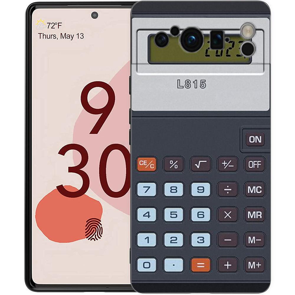 Ретро-чехол-телефон-калькулятор для Google Pixel 9 8 7 6 Pro XL 8A 6A 7A 5G Мягкий ударопрочный ТПУ Черный чехол
