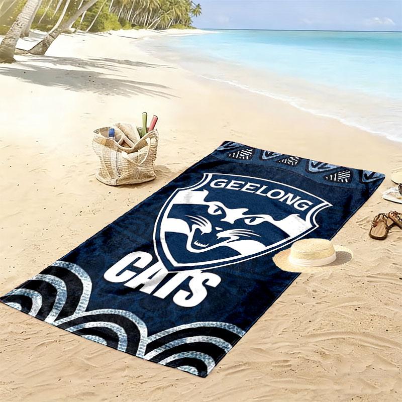 Geelong Cats Print Beach Towel, Large Soft Quick Dry Towel for Beach Camping Swimming