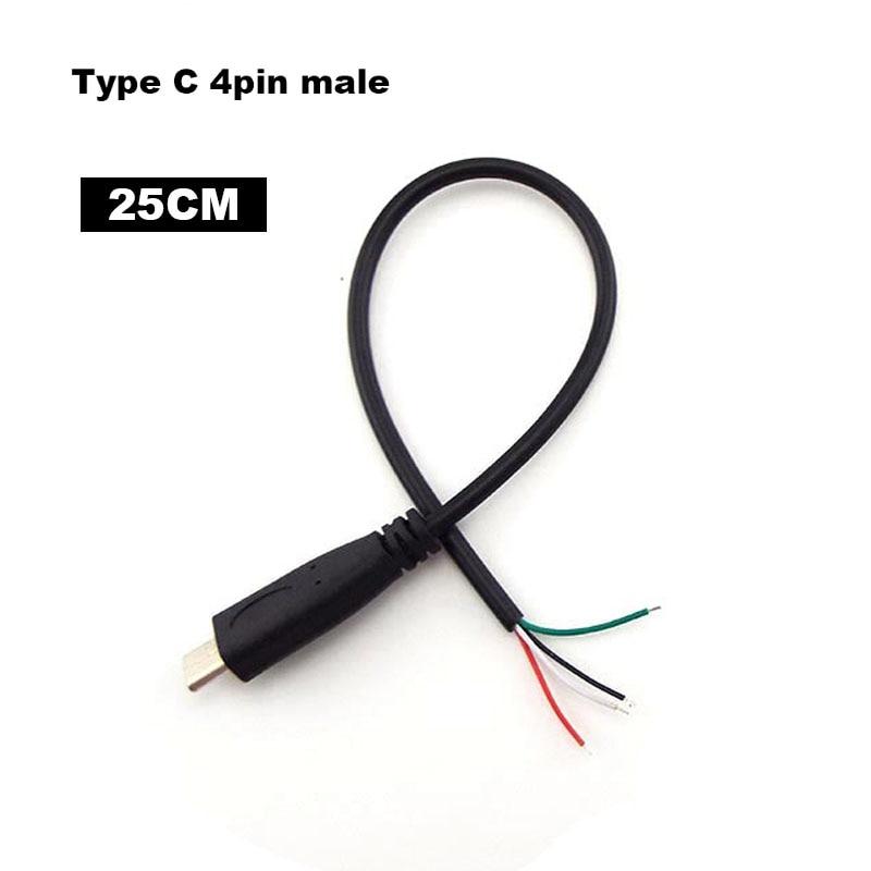 2-контактный 4-контактный провод Micro USB diy 2,0 «папа-мама» типа C c, провод зарядного устройства, разъем питания, удлинитель, ремонтный кабель