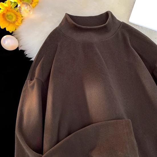 Men Bottoming T-shirt Half-high Collar German Velvet Solid Color Elastic Mid Length Pullover Layering Top for Winter And Fall