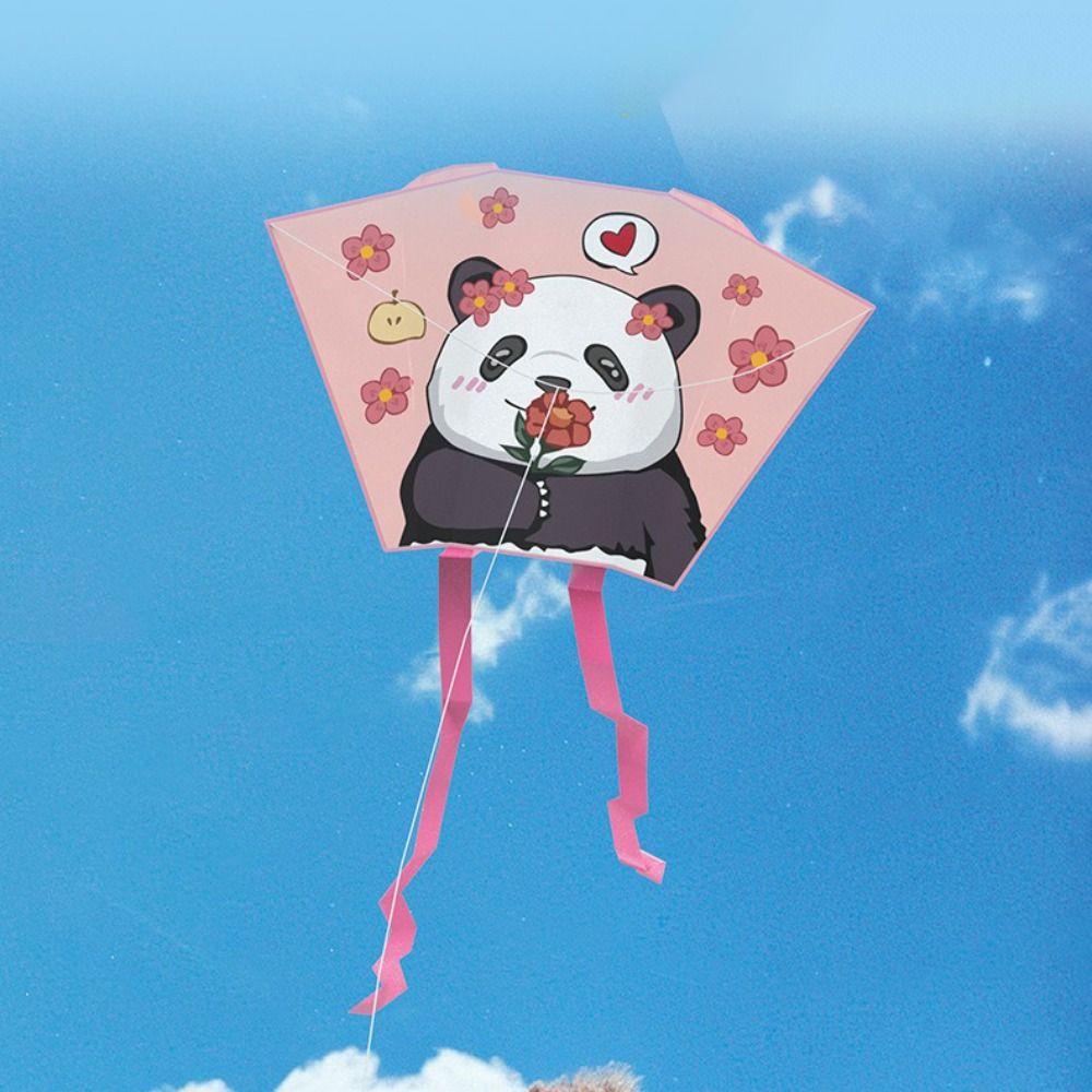 Handheld Animal Kite Portable Foldable Kite Breeze to Fly Cartoon Panda Kite Children Sports