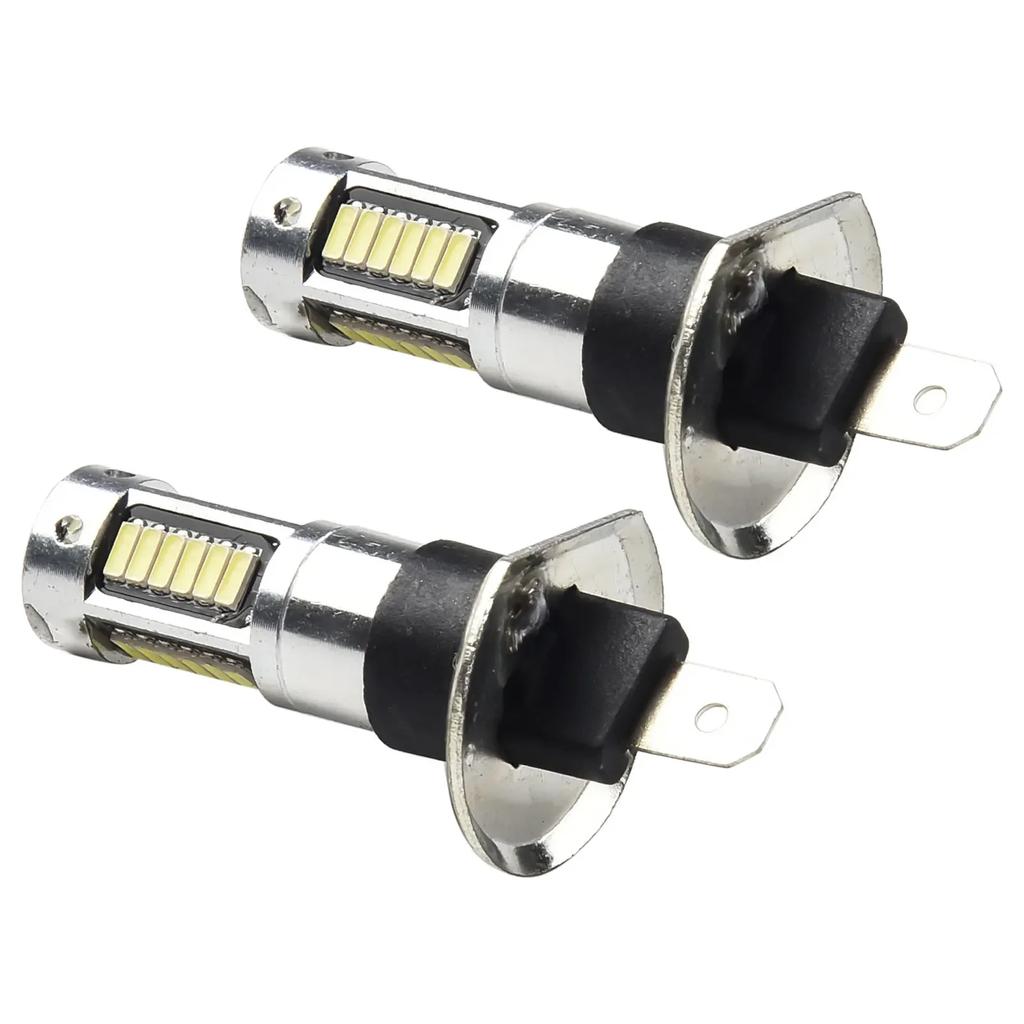 2pcs H1 12V-24V White LED Fog Driving Bulb Conversion Kit Ultra-Bright 6000k Day Running Light DRL Long Service Life