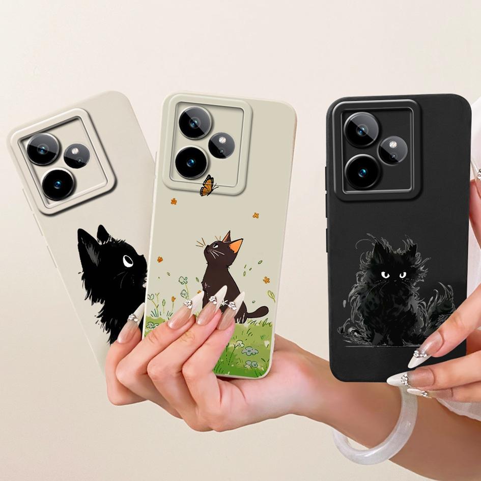 Чехол для Realme GT 7 RMX5061 Креативный мультяшный кот Конфетный окрашенный чехол Мягкий силиконовый бампер Для Realme GT7 Pro 7T RealmeGT7 Funda