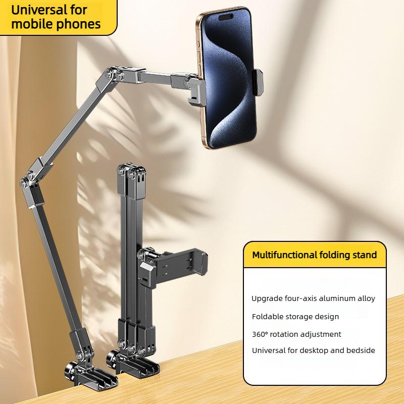 Universal Adjustable Lazy Arm Holder for 4.7-12.9inch Phone Tablet Metal+ABS Desktop/Bed Phone Stand for Live Streaming Watch TV