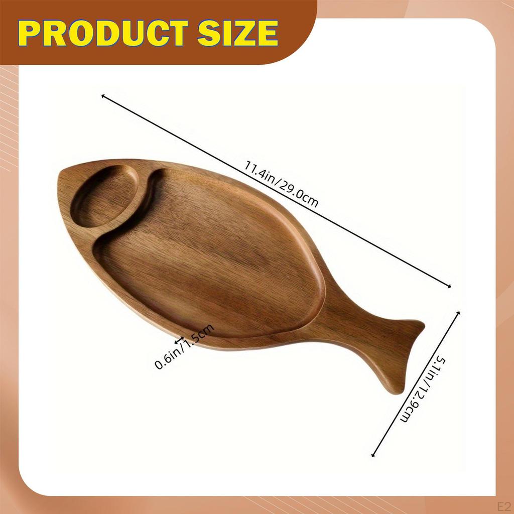 Fish Shaped Serving Tray Food Dish Plate Party Appetizers Dessert Wooden Platter Fruits Holder for