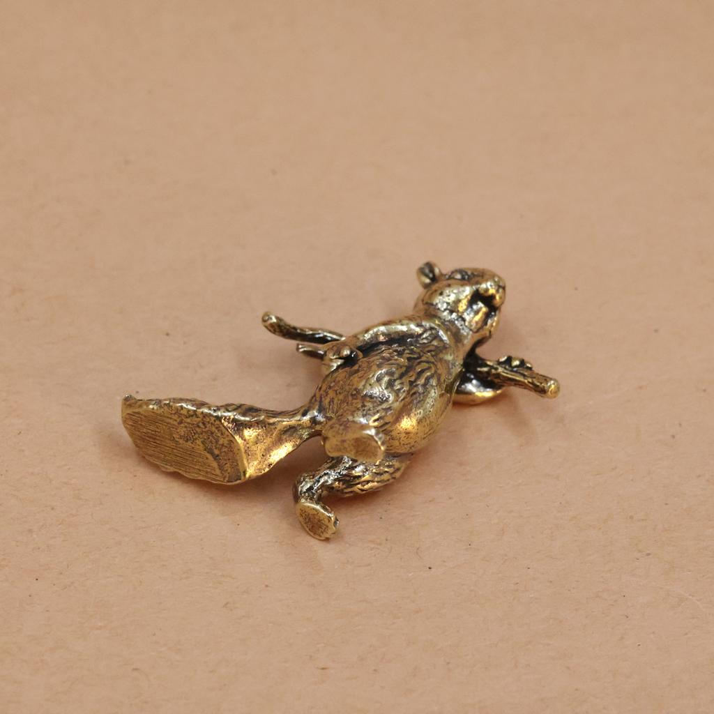 Solid Brass Office Desk Decoration Ornament Anti-Squirrel Bronze Tea Pet Craft Gift Handheld Piece