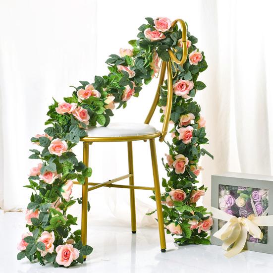 220СМ Искусственная Гирлянда из Роз 16 Головок Устойчивая к УФ-излучению Реалистичная Искусственная Цветочная Ротанговая Лиана Свадебная Вечеринка Подвесное Имитация Цветения Украшение