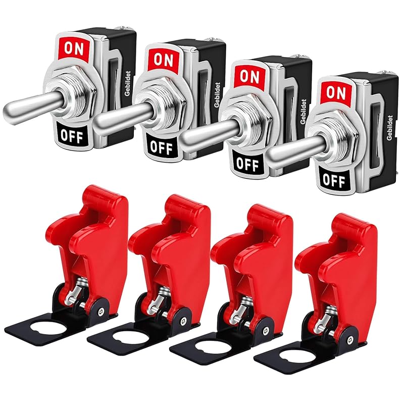 10A/12VDC, 6A/24VDC Universal Rocker Toggle Switch with Waterproof Cap, 2 Pin SPST ON/Off Switch with Metal Bat, Used for Car Auto Truck Boat (Pack