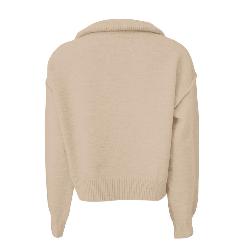 Women's Fashion Loose Casual Half Zip Lapel Pullover Sweater