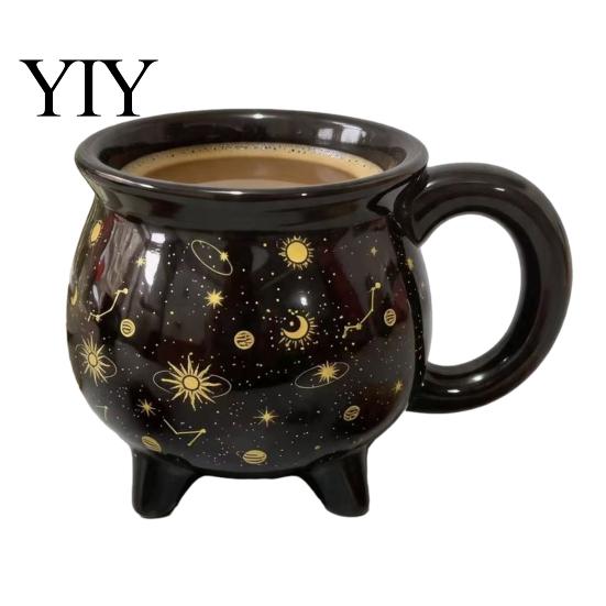Novelty Ceramic Drinkware Halloween Coffee Mug with Ergonomic Handle, 380ml Capacity, Pot Shaped Creative Shape Cup, Hot And Cold Beverages