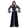 Halloween Costume Suit Witch Queen Dress Shawl Set Scary Death God Women Outfit Skull Printed Dark Style Dress for Halloween Party Stage Show