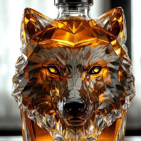 Декантер для виски в форме головы волка Стеклянная бутылка Декоративный декантер для алкоголя Уникальный декор для бара для любителей виски