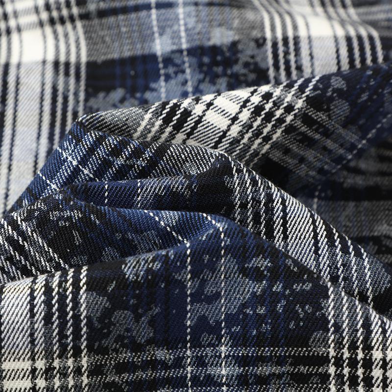 Vintage Plaid Shirt Oversized Outerwear Man Jackets Plus Size 4XL-11XL Casual Long Sleeve Top