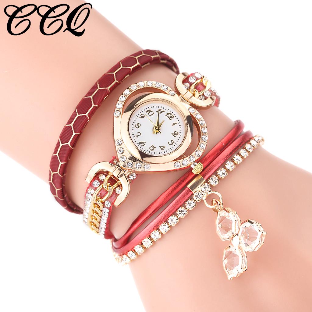  Женские винтажные блестящие браслеты с кристаллами любви и циферблатом, аналоговые кварцевые наручные часы