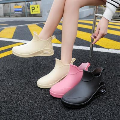 Женская легкая обувь от дождя, флисовые износостойкие резиновые туфли, модная верхняя одежда с низким верхом, короткие резиновые сапоги, нескользящая обувь для воды, мода