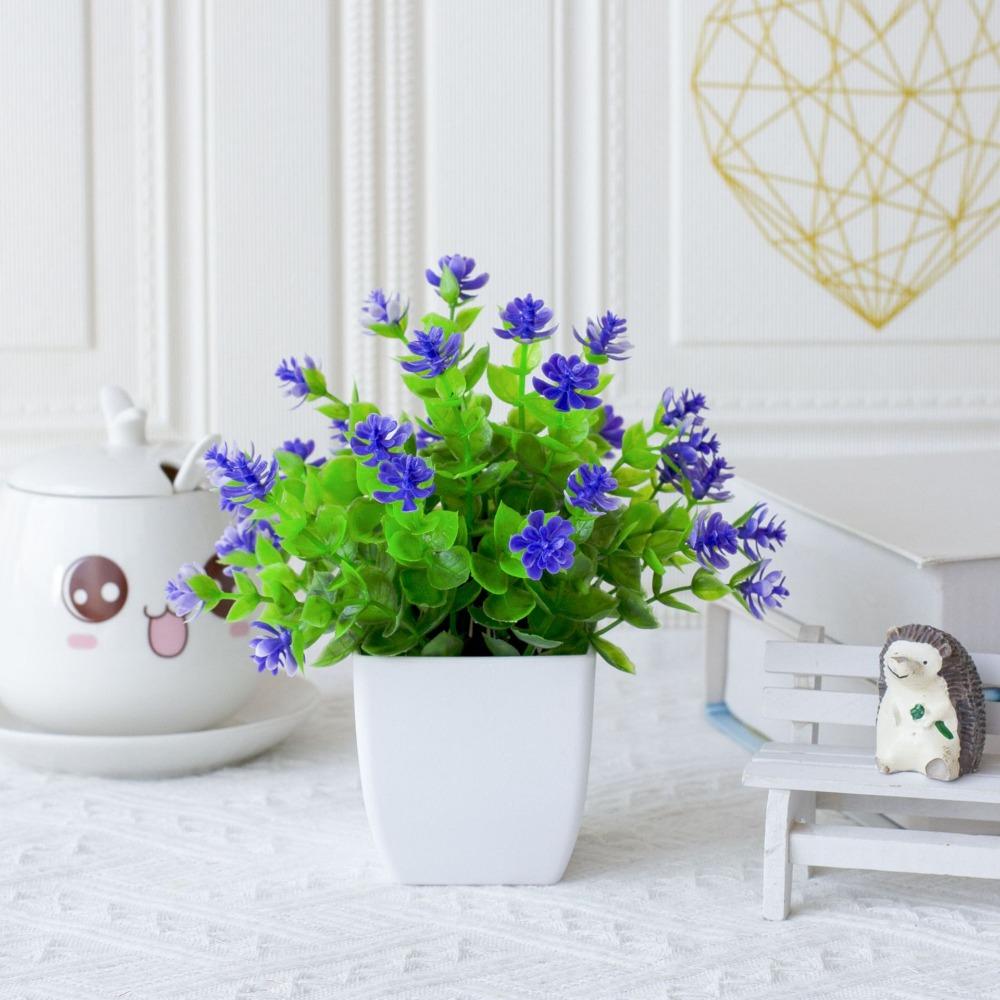 White Artificial Potted Flowers Plastic Fake Flower Bonsai Indoor Decoration