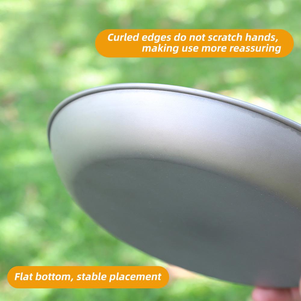 TOMSHOO Титановая круглая тарелка для кемпинга, сверхлегкая портативная посуда для использования на открытом воздухе, посуда, которую можно мыть в посудомоечной машине