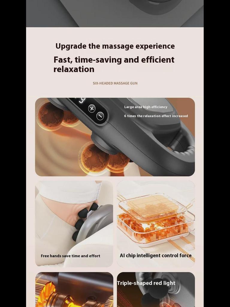 Шестиголовый фасциальный пистолет для расслабления мышц: Массажер для глубоких тканей шеи и мышц