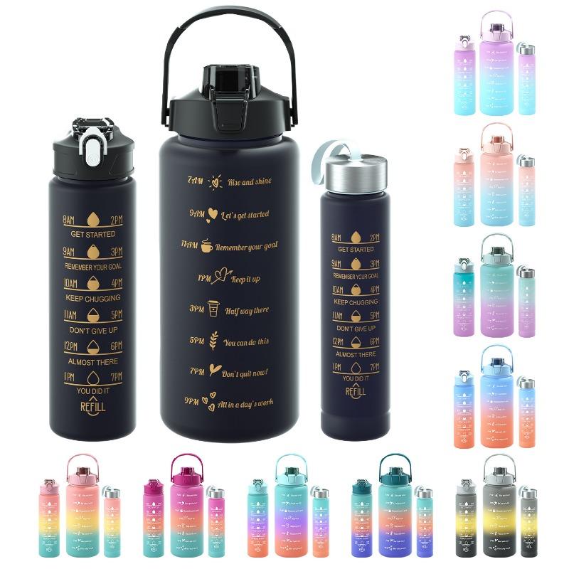 Portable Reusable Plastic Cups Outdoor Travel Gym Sports Water Bottle with Time Marker Motivational Drinking Bottle