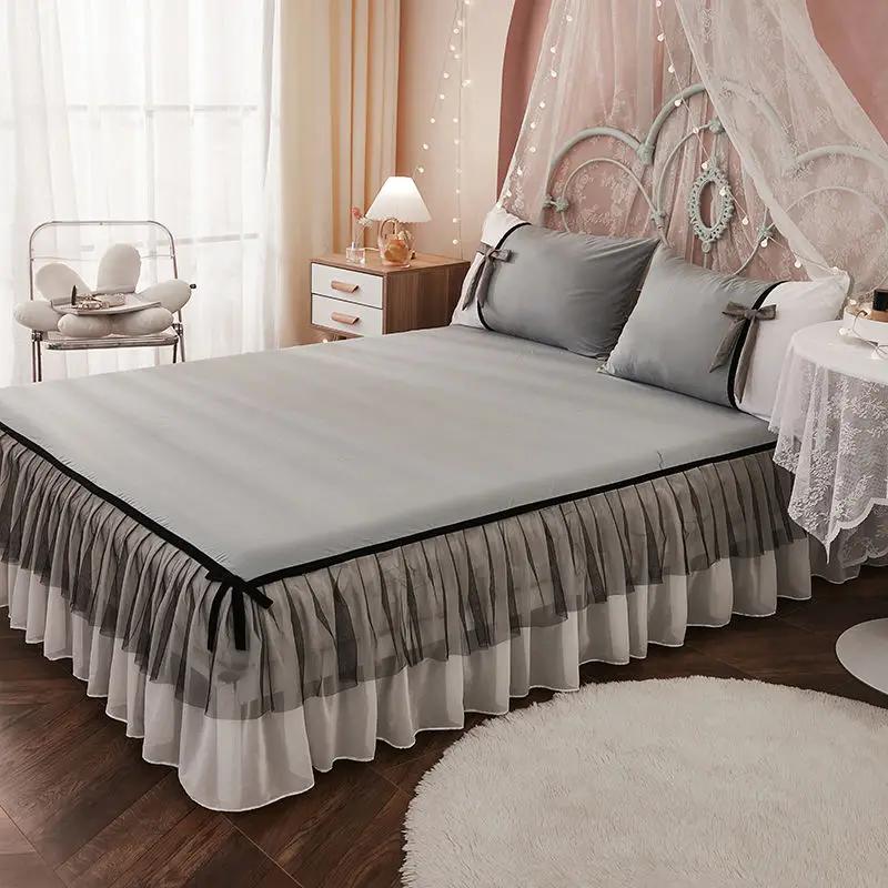 Однотонный чехол для кровати, украшение для кровати, чехол для матраса, защитная накладка в стиле принцессы