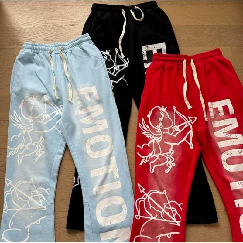 Y2K Angel Graffiti Sweatpants Loose Drawstring Wide Leg Pants Streetwear Men Women