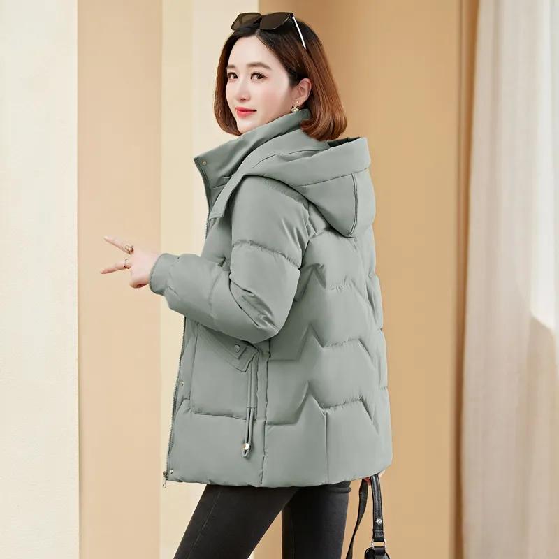Женская куртка с хлопковой набивкой прямого кроя, простая и универсальная, куртка с пуховой набивкой, утепленная теплая куртка с набивкой