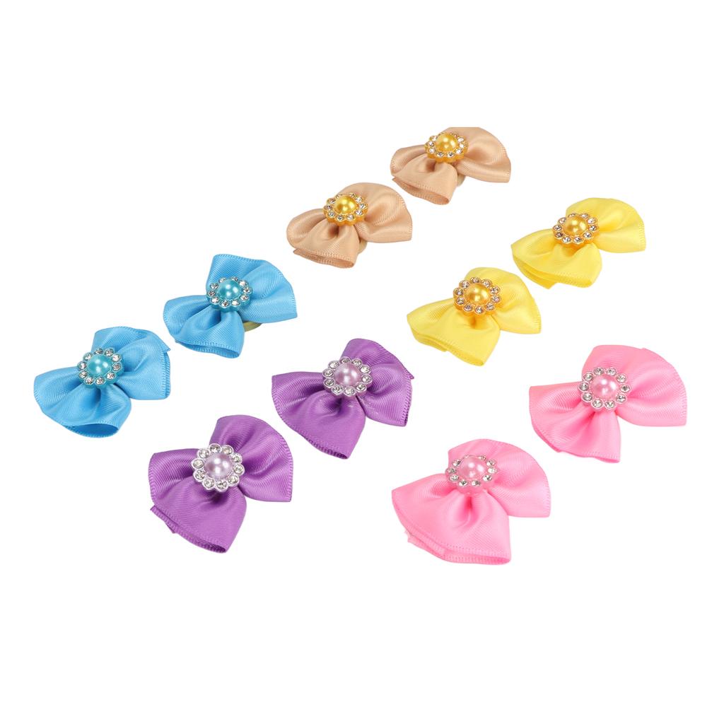 20pcs Pet Hair Bows Cute Mixed Colors Small Dog Topknots with Rubber Band for Puppy Cats Rabbits