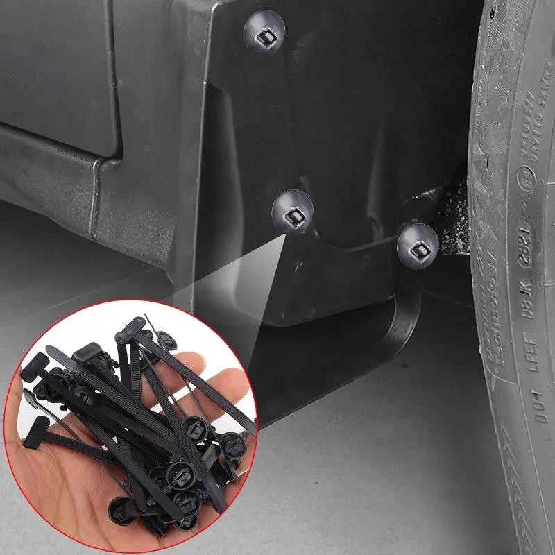 300/10Sets Nylon Cable Tie with Pin Button Buckles Heavy Duty Zip Ties Holder Design Car Body Plastic Cable Ties Fasteners Tools