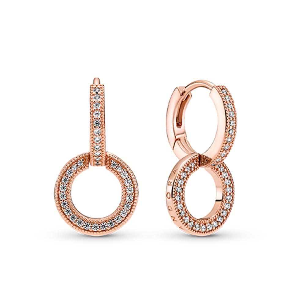 Сверкающие двойные серьги-кольца из стерлингового серебра S925 для женщин, модные ювелирные изделия, подарки на день рождения, день матери