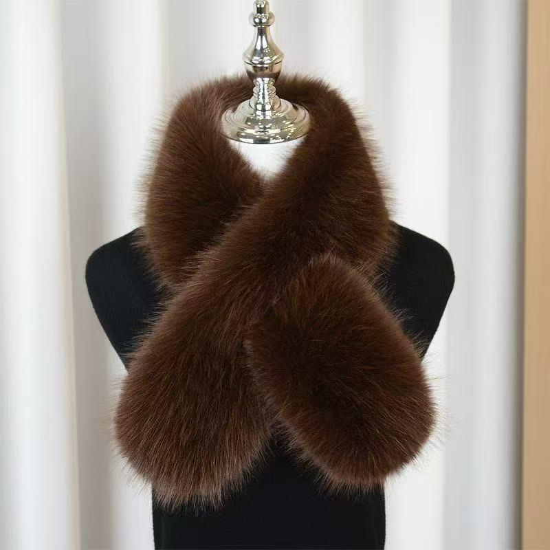 Women's Double-Sided Magnetic Fox Fur Scarf: Warm, Fashionable, Imitation Fur Neck Warmer for Winter