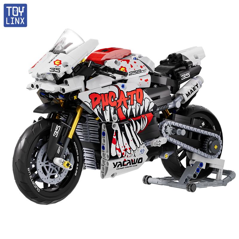 TOYLINX 833 детали Технический Городской Мотоцикл MOC Спортивный Автомобиль Строительные Блоки 1:Игрушки-конструкторы для мальчиков, Мотоциклы и Суперкары, Масштаб 1:10