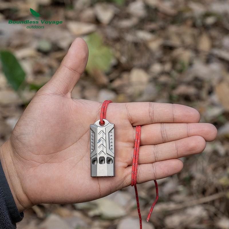 Titanium Emergency Whistle Outdoor Survival Hiking Camping Lightweight Waterproof Corrosion Resistant With Lanyard