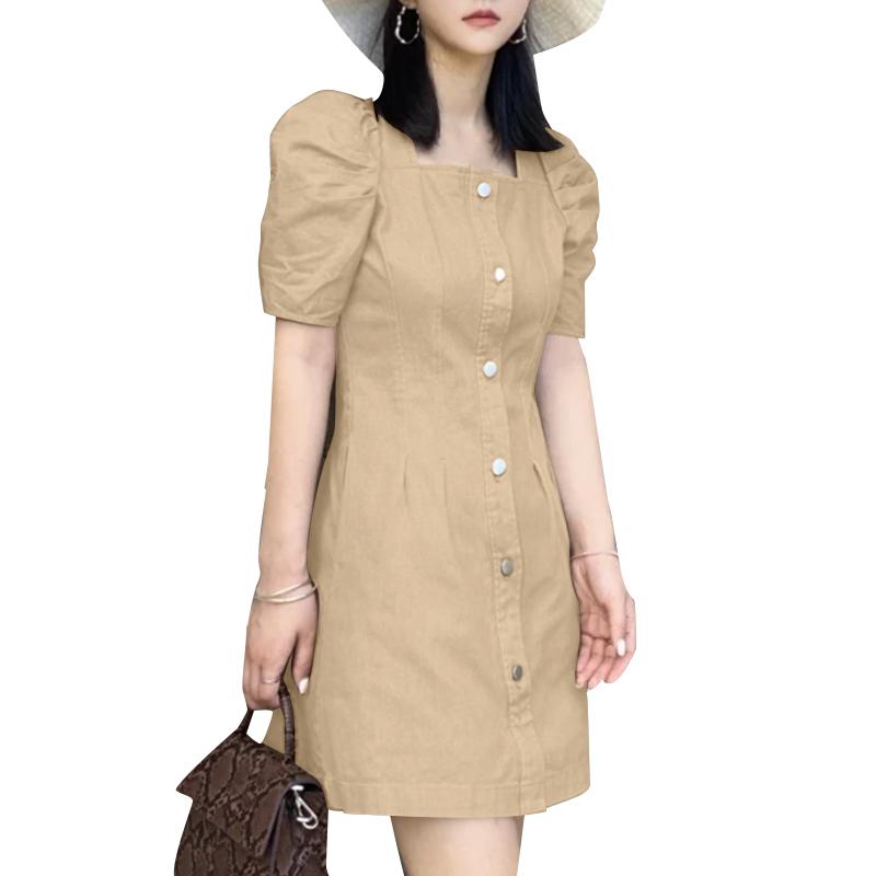 ZANZEA Женское летнее повседневное платье с квадратным воротником и коротким рукавом