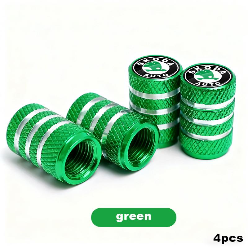 HRQB8 Car Tire Valve Stems Cap Aluminum Tyre Wheel Stem Air Valve Cover Airdust ForSkoda Fabia Octavia Kamiq Superb Rapid Citigo Scale