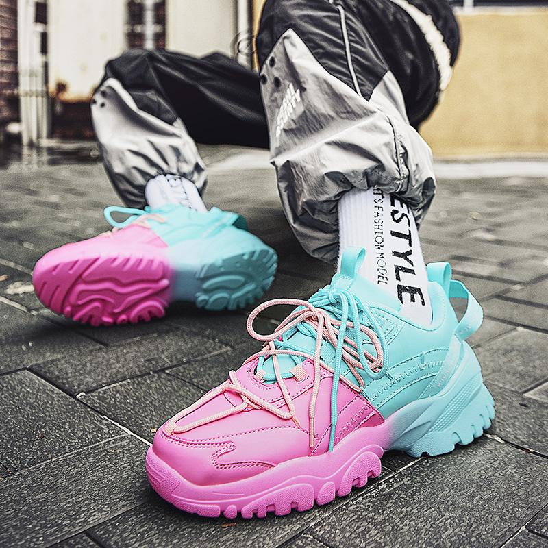 Ретро Harajuku Мужские повседневные кроссовки Уличные суперзвездные туфли Удобные кроссовки на платформе Мужские массивные туфли Дизайнерские мужские кроссовки