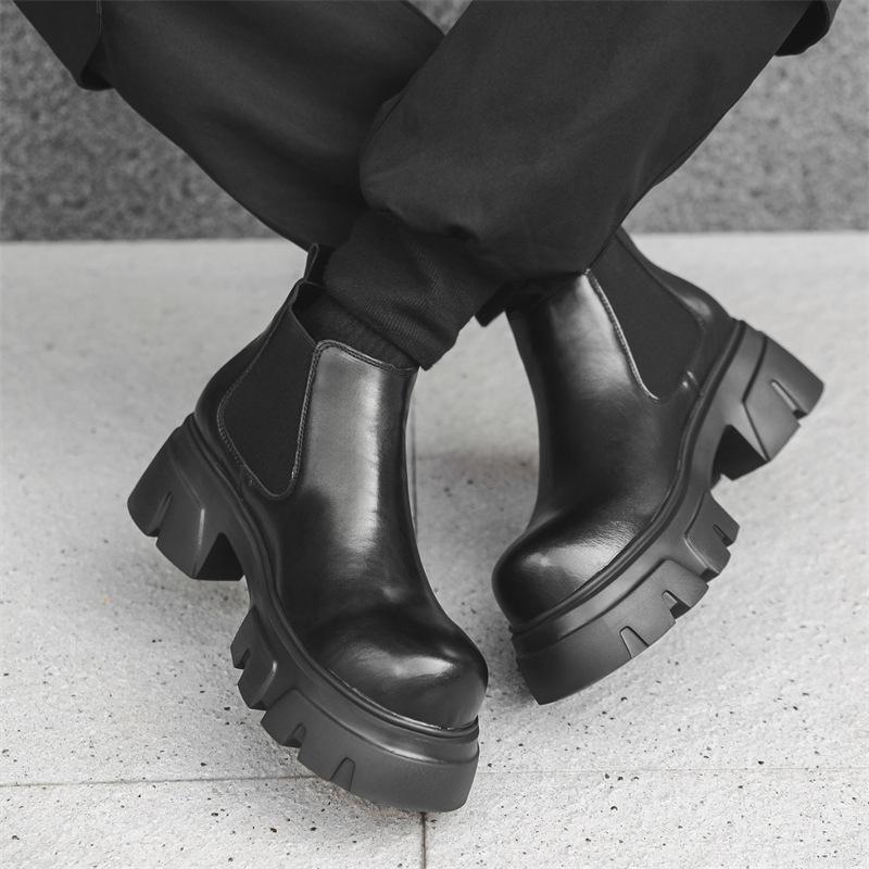 Мужская мода в английском стиле, панк-рок, ботинки челси, дизайнерская обувь, ковбойские ботинки из натуральной кожи, крутые ботильоны на платформе