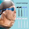 Silicone Swimming Earplugs with Tether Anti-Lost Corded String Earplugs Attach To Swim Goggles for Scuba Diving Water Sports