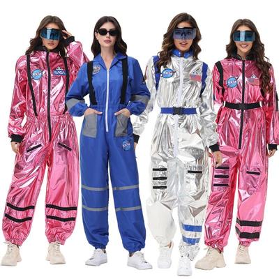 Женский костюм космонавта для косплея на Хэллоуин - Космический скафандр для клубного или сценического выступления, Яркие цвета с горячим тиснением.