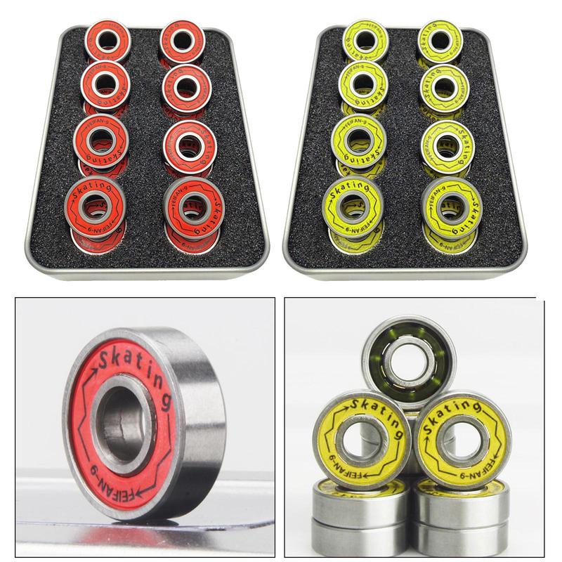 16x Skateboard Bearings Pro Bearings ABEC-9 Storage Box for Skate Board