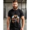 Summer Round Neck 3D Bear Print Top Fashionable Casual Short Sleeved Men's T-shirts