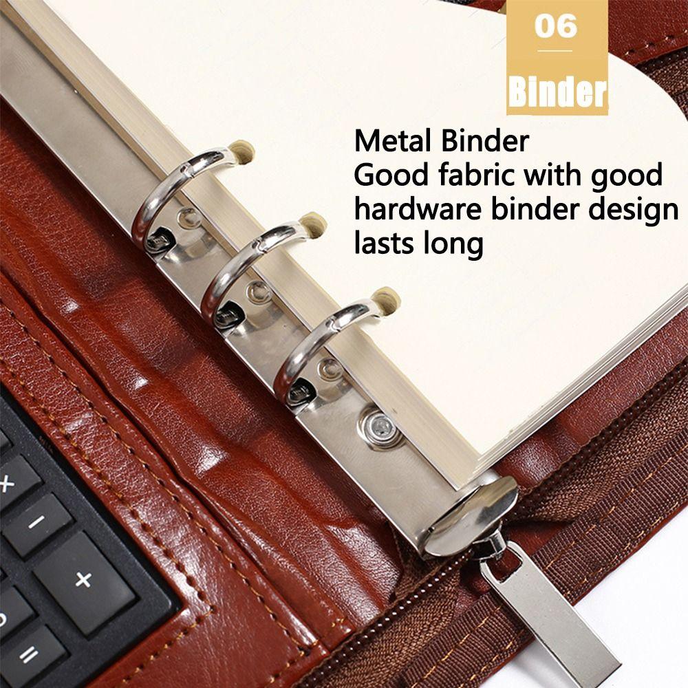 Portable Portfolio Binder 6-Ring Business Notebook Memo Book File Folder Document Storage