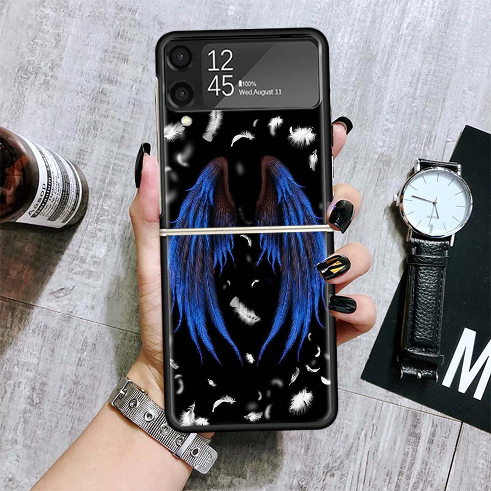 Чехлы с перьями Ангельские Крылья для Samsung Galaxy Z Flip 4 5 6 7 3 Z Flip7 Flip6 Flip4 Flip5 Flip3 5G Жесткие Ударопрочные Fundas Чехол Ga