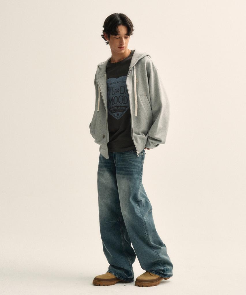 Худи на молнии Satur Theo Cotton All Day, меланжевый серый