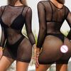 Женское Сетчатое Мини Сексуальное Платье Сетчатое Прозрачное Платье с Вырезами Горячее Прозрачное Платье для Девушки Эротический Костюм Кружевное Белье без Ластовицы