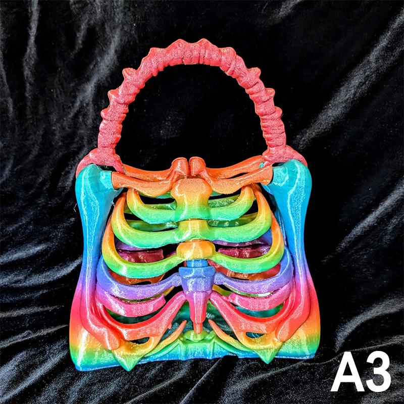 Сумка в виде кости скелета, напечатанная на 3D-принтере, готический кошелек-скелет, жуткая реалистичная сумочка в виде грудной клетки, функциональный карман, тематическая вечеринка на Хэллоуин