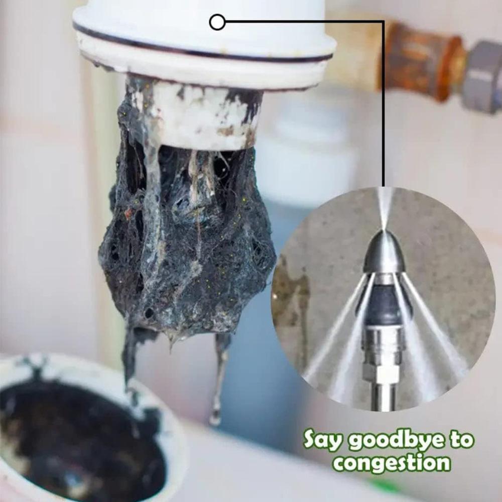 New Sewer Cleaning Tool High-pressure Nozzle with 1 Front Jet and 6 Rear Jets, 1pcs
